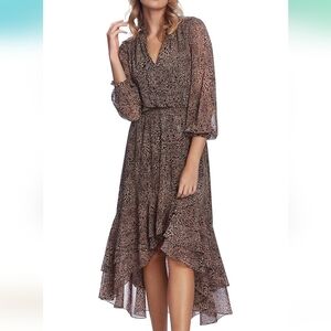 1.STATE Womens Animal Print Hi-Low Maxi Dress